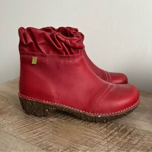 El Naturalista Red Ankle Boots